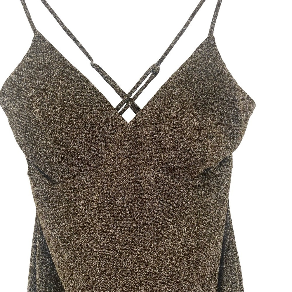 Trac Black and Gold Glitter Mini Dress large - Picture 2 of 8